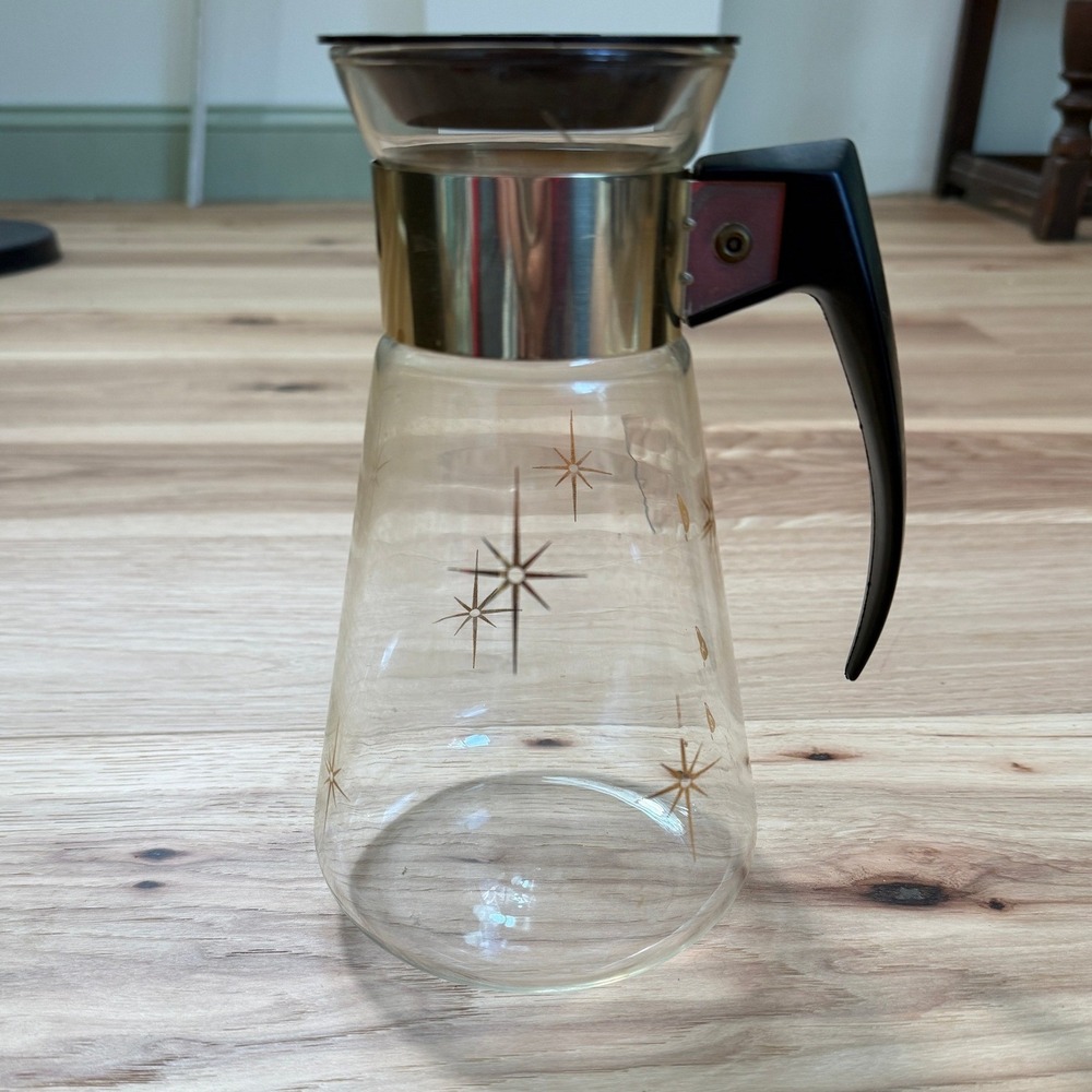 Vintage Corning Atomic Starburst 6 Cup Coffee Carafe with Lid MCM 60s